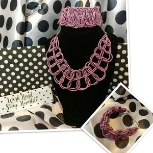 NWOT Purple Rose 💜 Necklace Set